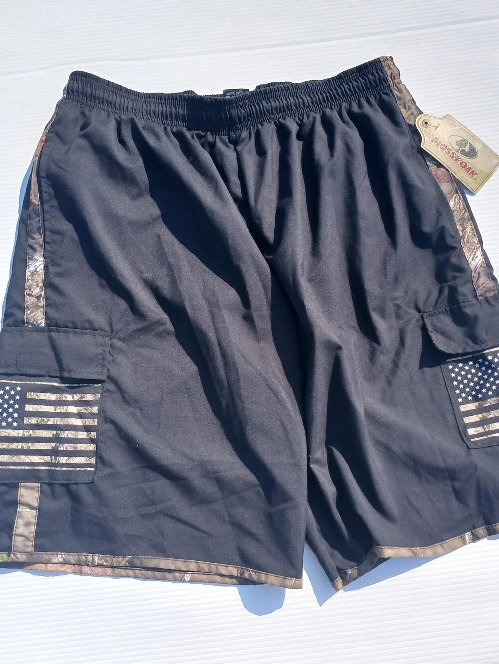NEW NWT Mossy Oak Swim Trunks men's size XL Black Camo Camouflage Swimsuit